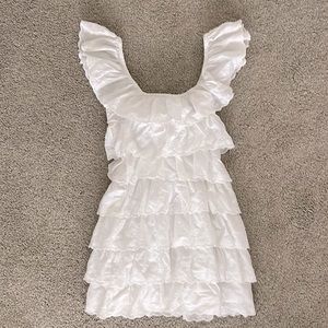 Show Me Your Mumu white eyelet ruffle tier dress XS